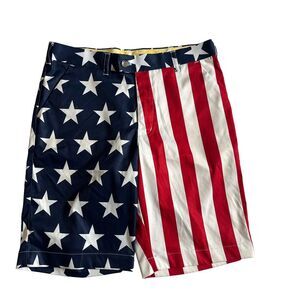 Loudmouth‎ Shorts Mens 32 Red White Blue Golf Classic Chino Patriotic Print